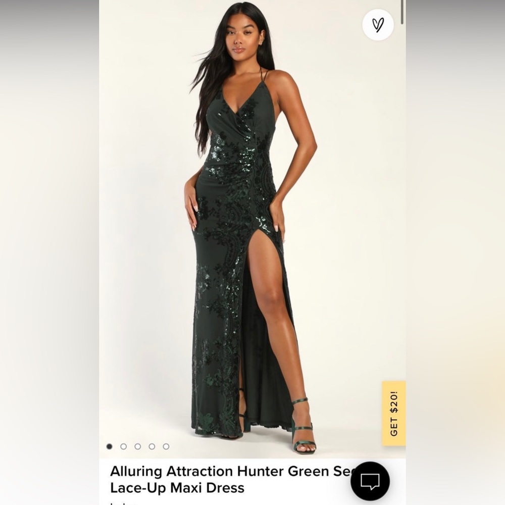 Alluring Attraction Hunter Green Sequin Lace-Up Maxi Dress
